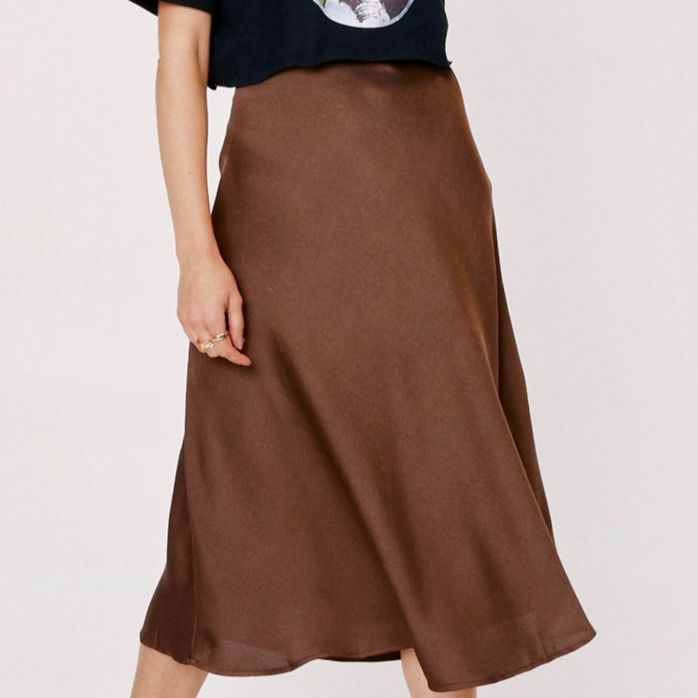 Nasty Gal Brown Midi Skirt